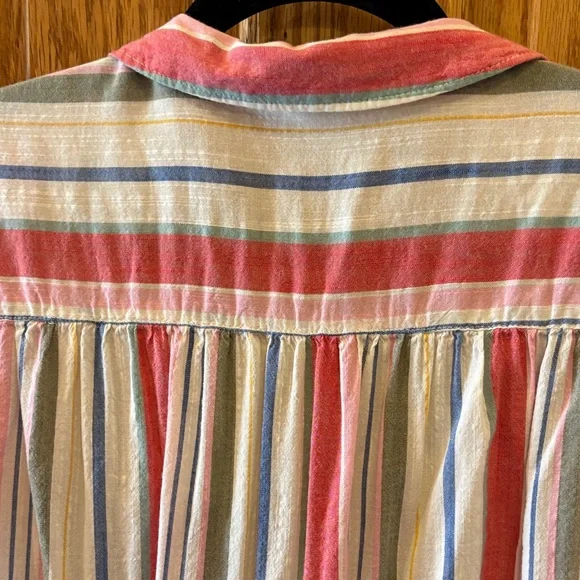 Old Navy Blue, White, Pink, Red, and Sage Striped Shirt - Tie-Front - Picture 10 of 11